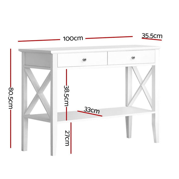 Artiss Console Table 2 Drawers 100CM White Chole - RnR Galore