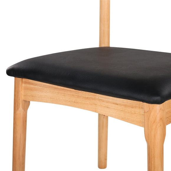 Artiss Dining Chair Rubber Wood Leather Seat Black - RnR Galore