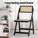 Artiss Dining Chair Wooden Rattan Foldable Black - RnR Galore