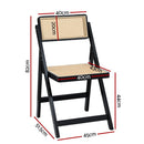 Artiss Dining Chair Wooden Rattan Foldable Black - RnR Galore
