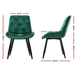 Artiss Dining Chairs Set of 2 Velvet Diamond Tufted Green - RnR Galore