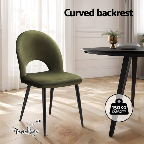 Artiss Dining Chairs Set of 2 Velvet Hollow Green - RnR Galore