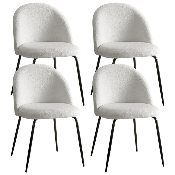 Artiss Dining Chairs Set of 4 Sherpa Boucle White - RnR Galore