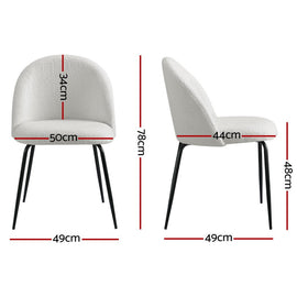 Artiss Dining Chairs Set of 4 Sherpa Boucle White - RnR Galore