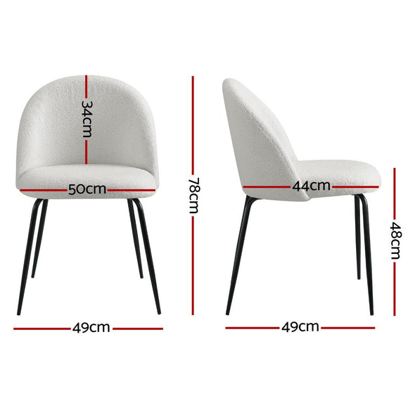 Artiss Dining Chairs Set of 4 Sherpa Boucle White - RnR Galore