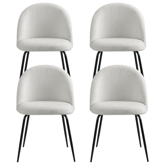 Artiss Dining Chairs Set of 4 Sherpa Boucle White - RnR Galore