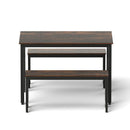 Artiss Dining Table and Chairs Set 3PCS Kitchen Metal Desk Bench Dark Walnut - RnR Galore