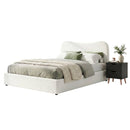 Artiss Double Bed Frame and Bedside Table Set Boucle Beige with Headboard Black Nightstand - RnR Galore