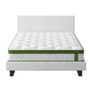 Artiss Double Bed Frame Platform White PVC Leather Hybrid Mattress Modern - RnR Galore