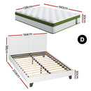 Artiss Double Bed Frame Platform White PVC Leather Hybrid Mattress Modern - RnR Galore