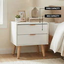 Artiss Double Bed Frame Scallop Headboard Pink Velvet with 2 Drawer Bedside Table - RnR Galore