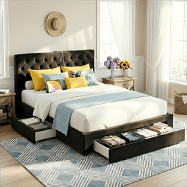Artiss Double Bed Frame Storage Charging Station Upholstered 3 Drawers USB Type - C - RnR Galore