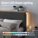 Artiss Double Bed Frame Upholstered Adjustable Headboard Mood Lighting Heavy Duty Grey Velvet - RnR Galore