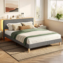 Artiss Double Bed Frame Upholstered Adjustable Headboard Mood Lighting Heavy Duty Grey Velvet - RnR Galore