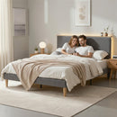 Artiss Double Bed Frame Upholstered Adjustable Headboard Mood Lighting Heavy Duty Grey Velvet - RnR Galore