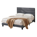 Artiss Double Bed Frame Upholstered Platform Base with Geometric Headboard Charcoal Grey Linen Wood Slats for Modern Bedroom Furniture Home Decor - RnR Galore