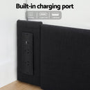 Artiss Double Bed Frame with Storage Drawers RGB Lights Charging Station Upholstered Fabric - RnR Galore