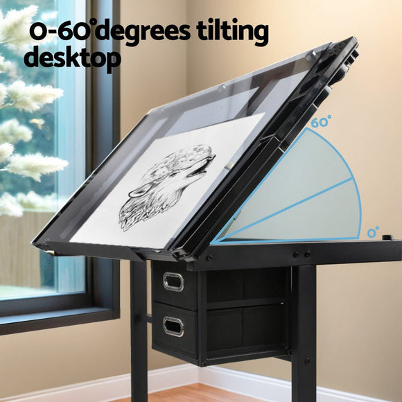 Artiss Drawing Desk Drafting Table Black - RnR Galore