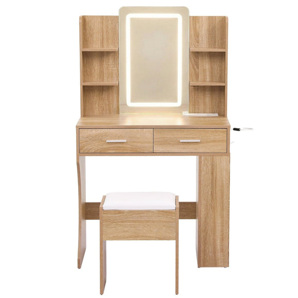 Artiss Dressing Table LED Vanity Desk Set Stool Wood - RnR Galore