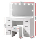 Artiss Dressing Table Set Stool 10 Led Bulbs White Debbie - RnR Galore