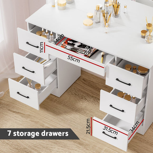Artiss Dressing Table Set Stool 10 Led Bulbs White Debbie - RnR Galore