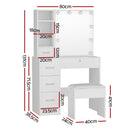 Artiss Dressing Table Set Stool 10 Led Bulbs White Dylan - RnR Galore
