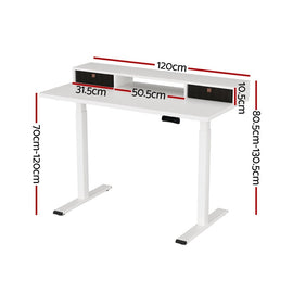Artiss Electric Standing Desk Dual Motor Office Table With Shelf Drawer120CM - RnR Galore