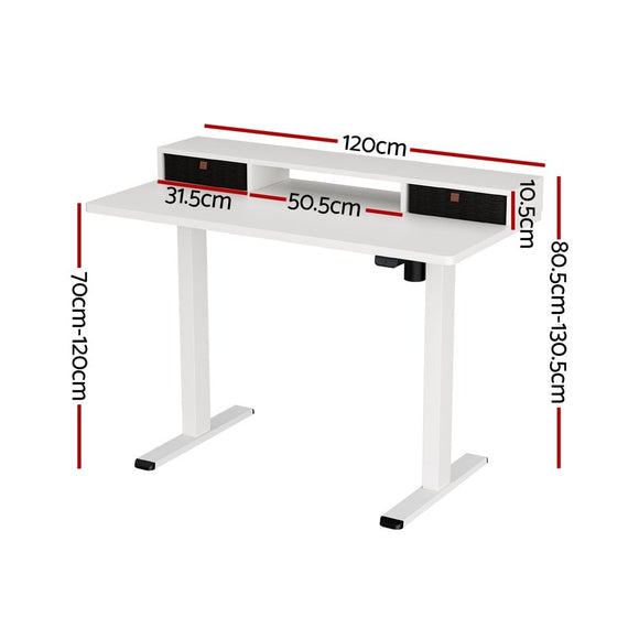 Artiss Electric Standing Desk with Storage Shelf Drawer Office Table 120CM - RnR Galore