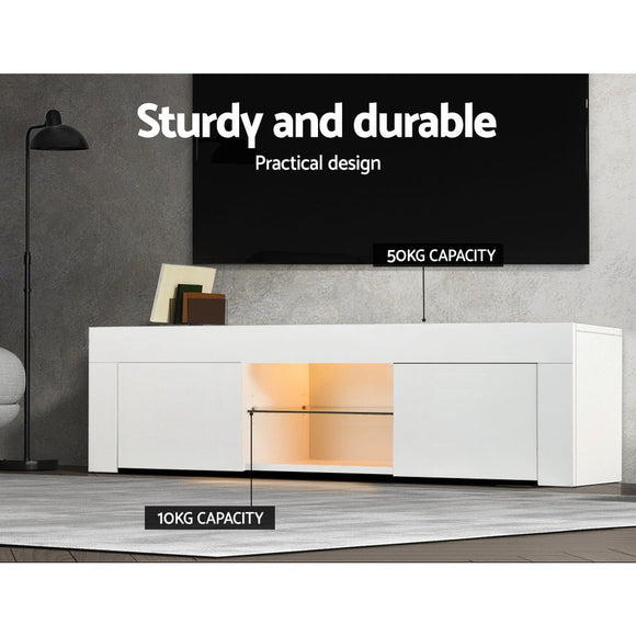 Artiss Entertainment Unit TV Cabinet LED 130cm White Angus - RnR Galore