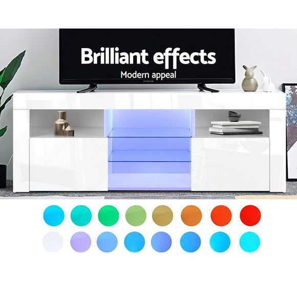 Artiss Entertainment Unit TV Cabinet LED 160cm White Bobi - RnR Galore