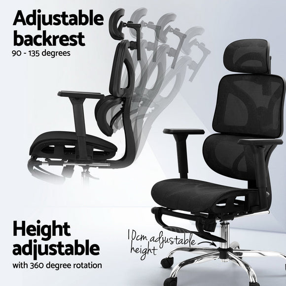 Artiss Ergonomic Office Chair Footrest Black - RnR Galore