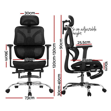 Artiss Ergonomic Office Chair Footrest Black - RnR Galore