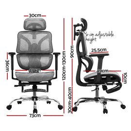 Artiss Ergonomic Office Chair Footrest Grey - RnR Galore