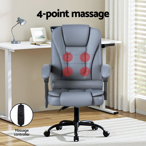 Artiss Executive Office Chair 4 - Point Massage Adjustable Ergonomic Recline PU - RnR Galore