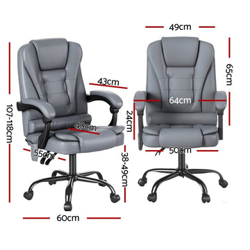 Artiss Executive Office Chair 4 - Point Massage Adjustable Ergonomic Recline PU - RnR Galore