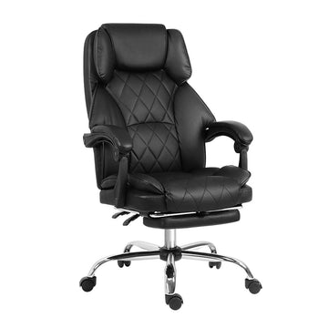 Artiss Executive Office Chair Leather Footrest Black - RnR Galore