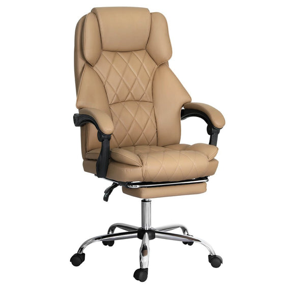 Artiss Executive Office Chair Leather Footrest Espresso - RnR Galore