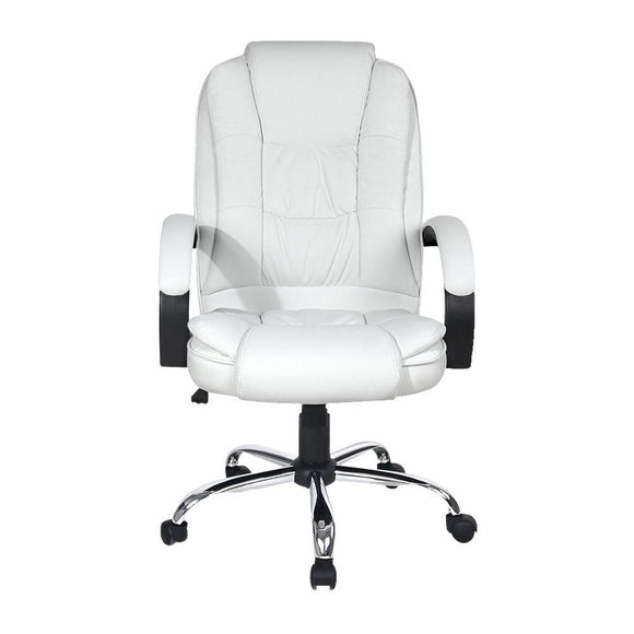 Artiss Executive Office Chair Leather Tilt White - RnR Galore
