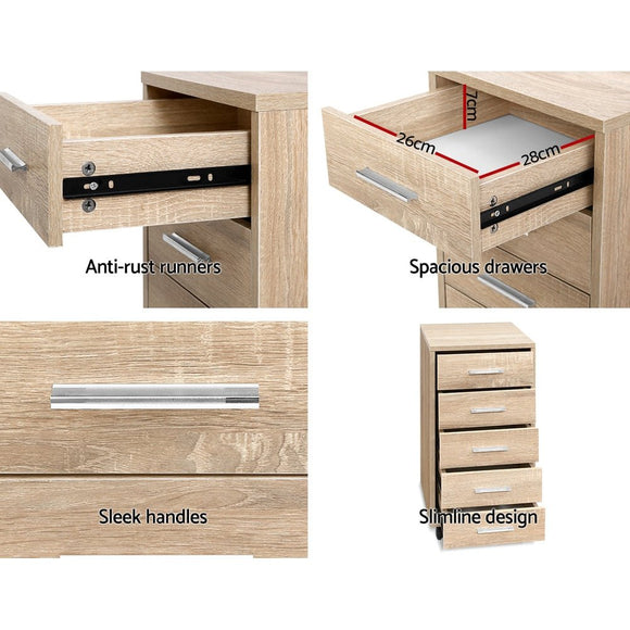 Artiss Filing Cabinet 5 Drawer Office Storage Organiser - RnR Galore