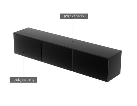 Artiss Floating Entertainment Unit TV Cabinet High Glossy Black 3 Cabinets 200CM - RnR Galore