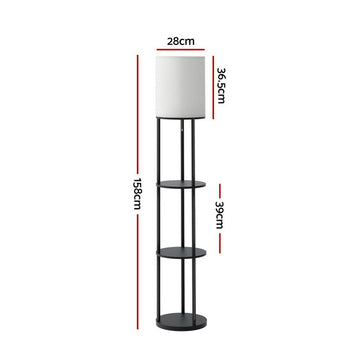 Artiss Floor Lamp 3 Tier Shelf Storage LED Light Stand Home Room Vintage Round - RnR Galore