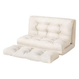 Artiss Floor Lounge Sofa Bed 2 Seater Pillow Leather White - RnR Galore
