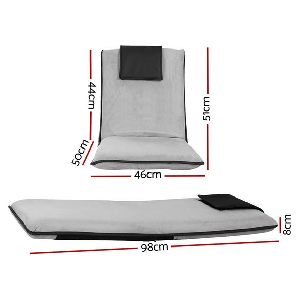Artiss Floor Lounge Sofa Bed Couch Recliner Chair Folding Chair Cushion Grey - RnR Galore