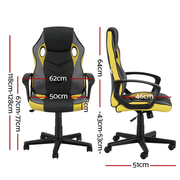 Artiss Gaming Office Chair Computer Executive Racing Chairs High Back Yellow - RnR Galore