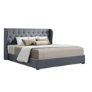 Artiss Issa Bed Frame Fabric Gas Lift Storage - Grey King - RnR Galore