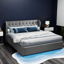 Artiss Issa Bed Frame Fabric Gas Lift Storage - Grey King - RnR Galore