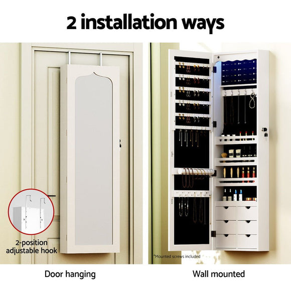 Artiss Jewellery Cabinet LED Mirror Lockable - RnR Galore