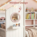 Artiss Kids Single Bed Frame House Bed Solid Wood Montessori Bed for Toddler White - RnR Galore