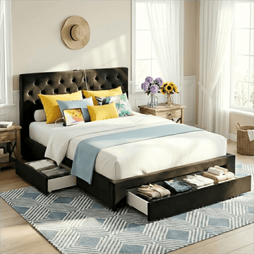 Artiss King Bed Frame Storage Charging Station Upholstered 3 Drawers USB Type - C - RnR Galore