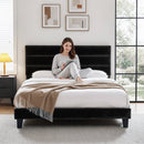 Artiss King Bed Frame Upholstered Platform Base with Geometric Headboard Black Velvet - RnR Galore